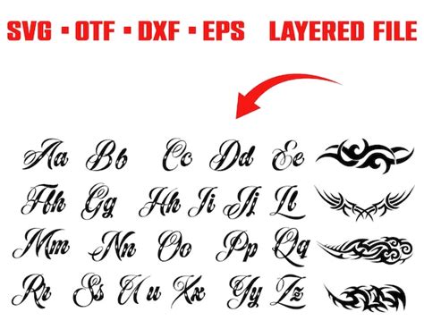 Tattoo Font Otf Tattoo Letters Svg Cut Cricut Tattoo Svg Font Tattoo Vector Font Decorative Font Baby Shirt Diy Svg Cut Baby Letters Svg Etsy