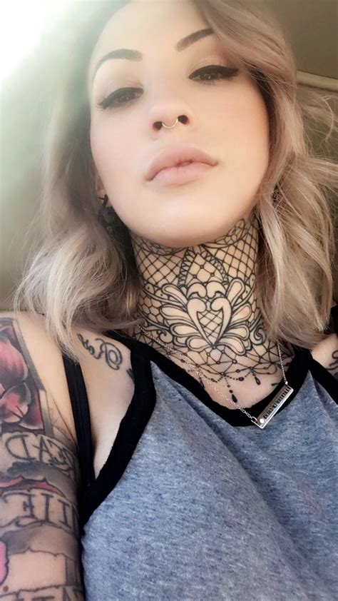 Tattoo Neck Piece By Sara Savage Ladylinework Neck Tattoos Women