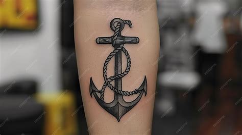 Tattoo Of Anchor On A Forearm With Nautical Ropes Premium Ai
