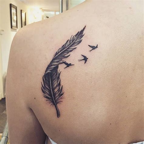 Tattoo Of Feather With Birds Tattoo Style Trends Tattoo Of Feather With Birds Tattoo Style Trends