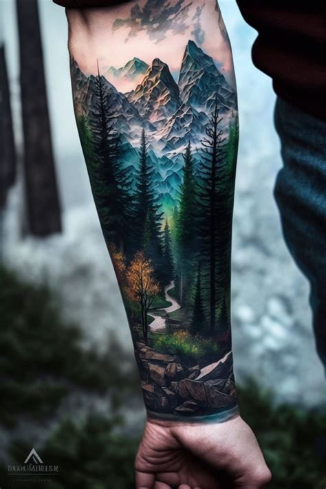 Tattoo Of Forest And Mountains On The Forearm In Color Realism Artofit Tattoo Of Forest And Mountains On The Forearm In Color Realism Artofit