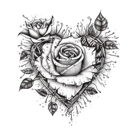 Tattoo Stencils Heart And Rose