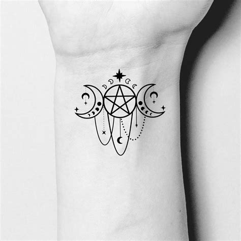 Triple Moon Goddess Pentacle Temporary Tattoo Occult Fake Tattoo Wicca Tattoo Halloween Tattoo Witchcraft Tattoo Etsy Triple Moon Goddess Pentacle Temporary Tattoo Occult Fake Tattoo Wicca Tattoo Halloween Tattoo Witchcraft Tattoo Etsy