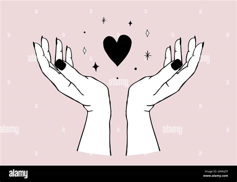 Vector Trendy Illustration Of Gesture Hands Holding Heart In Modern Vector Trendy Illustration Of Gesture Hands Holding Heart In Modern