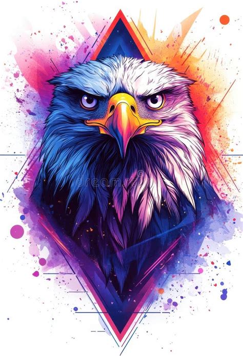 Vibrant Eagle Head Tattoo Design With A Bold Geometric Background Stock Vibrant Eagle Head Tattoo Design With A Bold Geometric Background Stock