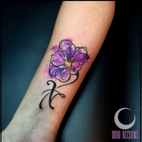 Violet Watercolor Tattoo