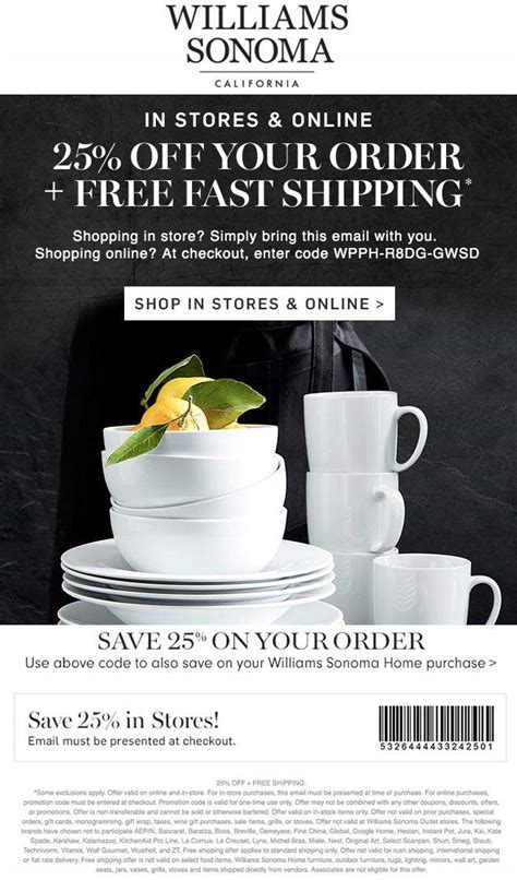 Williams & Sonoma Promo Code: Big Savings Today!