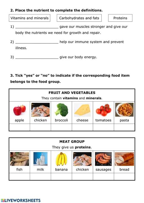 Worksheets On Nutrition And Health