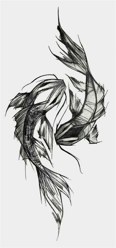 Yin Yang Coy Fish Sketch Style Tattoos Sketches Tattoo Sketches